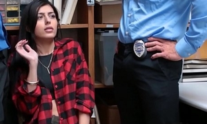 Hot Teenager Caught Shoplifting Fucked By Two Officers