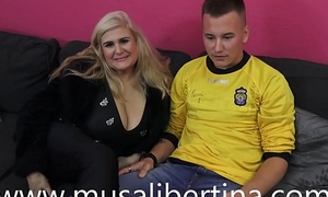 Porn casting: MILF pornstar Musa Libertina fucks with young boy
