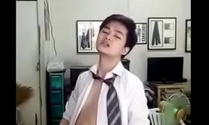 Cute Chinese Twink Strips Down and Cums